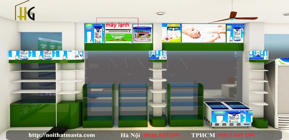 thiết kế dự án shop sữa Kim Yến, Bình Phước